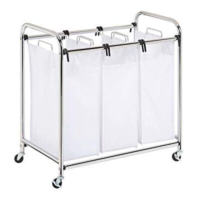 Honey Can Do Heavy-Duty Triple Laundry Sorter, Chrome/White Honey Can Do Heavy-Duty Triple Laundry Sorter, Chrome/White