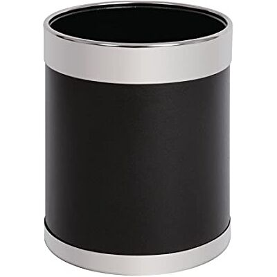 Bolero Round Trash Can Black Waste Paper Bin with Silver Rim 10.2Ltr Y805 Bolero Round Trash Can Black Waste Paper Bin with Silver Rim 10.2Ltr Y805