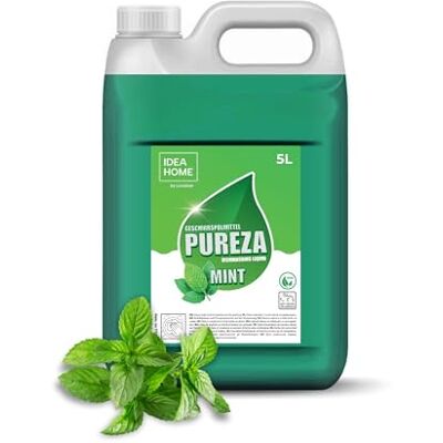 IDEA HOME PUREZA Mint Washing Up Liquid 5L Dishwashing Liquid, Powerful Degreaser, Vegan and Skin Friendly IDEA HOME PUREZA Mint Washing Up Liquid 5L Dishwashing Liquid, Powerful Degreaser, Vegan and Skin Friendly