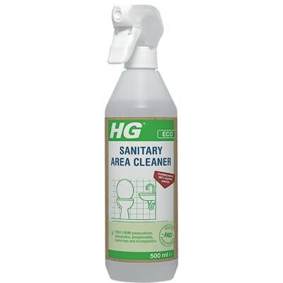 HG ECO Sanitary Area Cleaner, Bathroom Cleaner Spray, Sink, Tap & Toilet Cleaner, Limescale Remover & Bathroom Floor Cleaner, Eco Conscious Cleaning Products, Recyclable Bottle 500ml (684050106) HG ECO Sanitary Area Cleaner, Bathroom Cleaner Spray, Sink, Tap & Toilet Cleaner, Limescale Remover & Bathroom Floor Cleaner, Eco Conscious Cleaning Products, Recyclable Bottle 500ml (684050106)