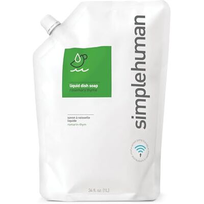 simplehuman 1L Rosemary Thyme Washing Up Liquid Dish Soap, Hypoallergenic (DEA, Sulphate and Paraben Free), Biodegradable, Liquid Soap Dispenser Compatible simplehuman 1L Rosemary Thyme Washing Up Liquid Dish Soap, Hypoallergenic (DEA, Sulphate and Paraben Free), Biodegradable, Liquid Soap Dispenser Compatible