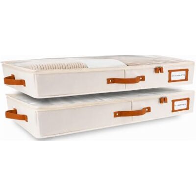 Homelux Theory 2pc Low Profile Under Bed Storage Containers Under Bed Storage Box with Lids Storage Boxes for Clothes Shoes Blankets Underbed Storage Organizer Bin Storage Foldable Canvas Ivory Homelux Theory 2pc Low Profile Under Bed Storage Containers Under Bed Storage Box with Lids Storage Boxes for Clothes Shoes Blankets Underbed Storage Organizer Bin Storage Foldable Canvas Ivory