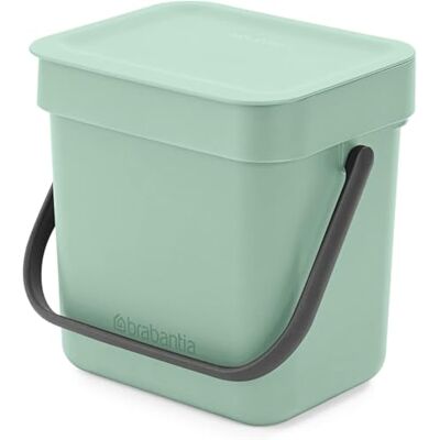 Brabantia Sort & Go Food Waste Bin 3L (Jade Green), Space-Efficient Plastic Recycle Bin with Handle, Removable and Stay-Open Lid, Easy to Clean Kitchen Compost Caddy without Nooks and Rims Brabantia Sort & Go Food Waste Bin 3L (Jade Green), Space-Efficient Plastic Recycle Bin with Handle, Removable and Stay-Open Lid, Easy to Clean Kitchen Compost Caddy without Nooks and Rims