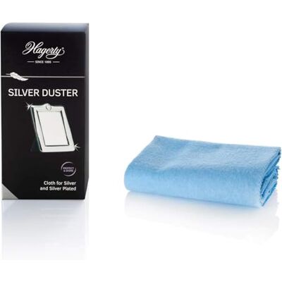 Hagerty Silver Duster silver cleaning cloth with tarnish protection 55x35 cm I Impregnated cotton silver polishing cloth I Efficient cleaning cloth for silver and silver-plated metal vases frames etc Hagerty Silver Duster silver cleaning cloth with tarnish protection 55x35 cm I Impregnated cotton silver polishing cloth I Efficient cleaning cloth for silver and silver-plated metal vases frames etc
