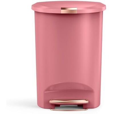 simplehuman Semi-Round Pedal Bin, 50L Kitchen Bin, Studio Edition, Pet-Proof Slide Lock, 150,000-Step Pedal, Lid Shox® Silent Close, Blush Plastic simplehuman Semi-Round Pedal Bin, 50L Kitchen Bin, Studio Edition, Pet-Proof Slide Lock, 150,000-Step Pedal, Lid Shox® Silent Close, Blush Plastic