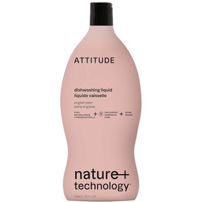 ATTITUDE Washing Up Liquid, Dishwashing Liquid, EWG Verified, Vegan Dish Soap, Plant Based, Naturally Derived Products, English Pear, 709 mL ATTITUDE Washing Up Liquid, Dishwashing Liquid, EWG Verified, Vegan Dish Soap, Plant Based, Naturally Derived Products, English Pear, 709 mL