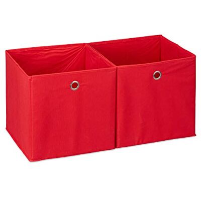 RELAXDAYS Set of 2 Storage Boxes - Square 30x30x30 cm, Red RELAXDAYS Set of 2 Storage Boxes - Square 30x30x30 cm, Red