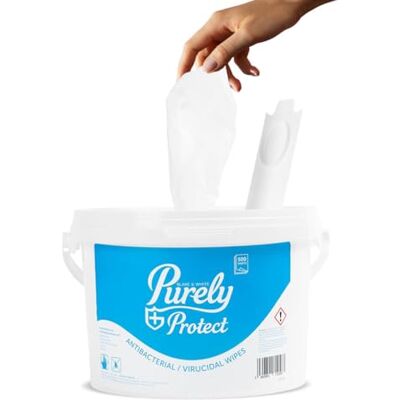 Blake & White Purely Protect Virucidal & Antibacterial Wipes Fast Drying Biodegradable Multi Purpose Cleaning Wipes for Household Surfaces Tub of 500 EN1276 & EN14480 Certified Blake & White Purely Protect Virucidal & Antibacterial Wipes Fast Drying Biodegradable Multi Purpose Cleaning Wipes for Household Surfaces Tub of 500 EN1276 & EN14480 Certified