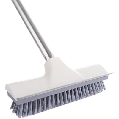 ASelected Floor Scrubbing Brush with Adjustable Long Handle Stiff Bristle Brush with Squeegee for Cleaning Bathroom, Shower, Patio, Garage, Pool, White ASelected Floor Scrubbing Brush with Adjustable Long Handle Stiff Bristle Brush with Squeegee for Cleaning Bathroom, Shower, Patio, Garage, Pool, White