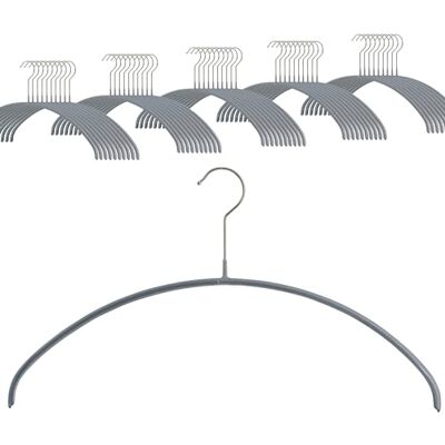 MAWA Set of 50 Premium Space Saving Non-Slip Clothes Hangers Ideal for T-Shirts and Sweaters with 360° Rotating Hook and Non-Slip Coating, 40 cm, Silver MAWA Set of 50 Premium Space Saving Non-Slip Clothes Hangers Ideal for T-Shirts and Sweaters with 360° Rotating Hook and Non-Slip Coating, 40 cm, Silver