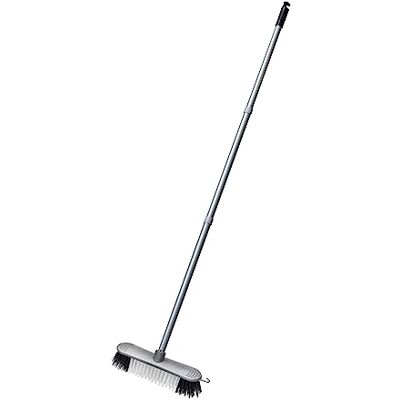 Addis Indoor Plastic Sweeping broom with Stiff Nylon bristles & 3pcs easy assemble Metal handle, Metallic Grey Addis Indoor Plastic Sweeping broom with Stiff Nylon bristles & 3pcs easy assemble Metal handle, Metallic Grey