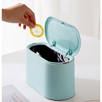 LTWQLing Mini Trash Can with Lid Removable Small Garbage Can, Tiny Plastic Trash Bin, Pop Up Countertop Wastebasket, Counter Garbage Lint Bin for Bathroom,Office,Kitchen,Desk,Coffee Table(Sky Blue) LTWQLing Mini Trash Can with Lid Removable Small Garbage Can, Tiny Plastic Trash Bin, Pop Up Countertop Wastebasket, Counter Garbage Lint Bin for Bathroom,Office,Kitchen,Desk,Coffee Table(Sky Blue)