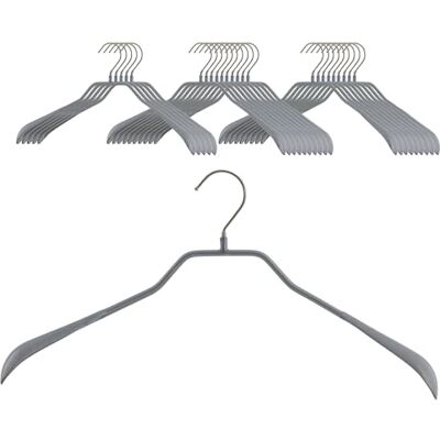 MAWA Set of 25 Body Shaped Metal Coat Hangers Ideal for Coats, Jackets, Blazers and Suits, 360° Rotating Hook, Non-Slip Coat, 42 cm, Silver MAWA Set of 25 Body Shaped Metal Coat Hangers Ideal for Coats, Jackets, Blazers and Suits, 360° Rotating Hook, Non-Slip Coat, 42 cm, Silver