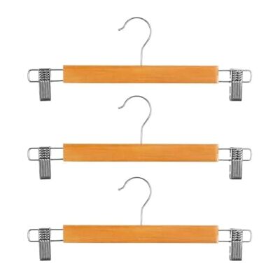 Avilia Set of 3 Durable Wooden Trouser Hangers with Comfortable Non-Slip Metal Side Clips Ideal for All Types of Trousers and Shorts to Keep Your Wardrobe Tidy Avilia Set of 3 Durable Wooden Trouser Hangers with Comfortable Non-Slip Metal Side Clips Ideal for All Types of Trousers and Shorts to Keep Your Wardrobe Tidy