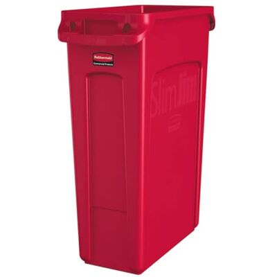 Rubbermaid Commercial Products Slim Jim Vented Container Tall Plastic Waste Bin for Kitchen & Office Areas 87 l, Red Rubbermaid Commercial Products Slim Jim Vented Container Tall Plastic Waste Bin for Kitchen & Office Areas 87 l, Red