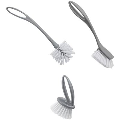 JVL Set of 3 Scrubbing Brushes with Handles – Multi Purpose Household Cleaning Brushes for Kitchen, Bathroom, Tiles & Sink – Grey JVL Set of 3 Scrubbing Brushes with Handles – Multi Purpose Household Cleaning Brushes for Kitchen, Bathroom, Tiles & Sink – Grey