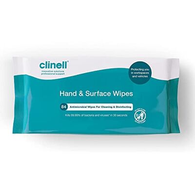 Clinell Antimicrobial Hand & Surface Wipes Pack of 12 (1008 Total) Sanitising Solution for Cleaning & Disinfecting Kills 99.99% of Bacteria & Viruses Travel-Friendly Clinell Antimicrobial Hand & Surface Wipes Pack of 12 (1008 Total) Sanitising Solution for Cleaning & Disinfecting Kills 99.99% of Bacteria & Viruses Travel-Friendly