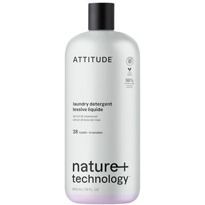 BIO SPECTRA ATTITUDE ATTITUDE Laundry Detergent Liquid, Plant-Based Ingredients, EWG Verified, High Efficiency, White & Colored Clothing, Lemon & Rosewood, 38 Loads, 950 mL BIO SPECTRA ATTITUDE ATTITUDE Laundry Detergent Liquid, Plant-Based Ingredients, EWG Verified, High Efficiency, White & Colored Clothing, Lemon & Rosewood, 38 Loads, 950 mL