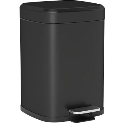 HOMCOM 12 Litre Pedal Bin, Fingerprint Proof Kitchen Rubbish Bin with Soft-close Lid, Foot Pedal and Removable Inner Bucket for Recycling and Waste, Black HOMCOM 12 Litre Pedal Bin, Fingerprint Proof Kitchen Rubbish Bin with Soft-close Lid, Foot Pedal and Removable Inner Bucket for Recycling and Waste, Black