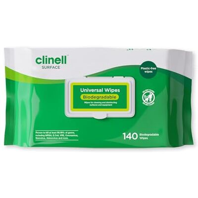 Clinell Universal Biodegradable Disinfectant Wipes – 140 Pack Plastic-Free, Eco-Friendly Surface & Equipment Cleaning Kills 99.99% of Bacteria & Viruses Neutral Scent Clinell Universal Biodegradable Disinfectant Wipes – 140 Pack Plastic-Free, Eco-Friendly Surface & Equipment Cleaning Kills 99.99% of Bacteria & Viruses Neutral Scent