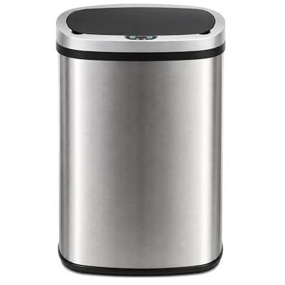 GlamHaus Sensor Bin, Motion Sensing 50L For Kitchen, Soft Close With Supplied Power Adaptor Or Battery Operated Brushed Stainless Steel Silver, Infrared Hands Free 50 Litre GlamHaus Sensor Bin, Motion Sensing 50L For Kitchen, Soft Close With Supplied Power Adaptor Or Battery Operated Brushed Stainless Steel Silver, Infrared Hands Free 50 Litre