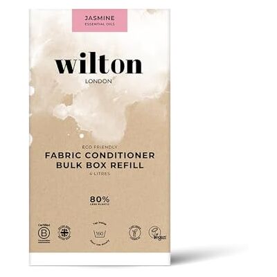 Wilton London Jasmine Fabric Conditioner Refill 160 Washes Plant-based & Biodegradable Softner 100% Recyclable Less Plastic Essential Oils Made in UK 4L Wilton London Jasmine Fabric Conditioner Refill 160 Washes Plant-based & Biodegradable Softner 100% Recyclable Less Plastic Essential Oils Made in UK 4L