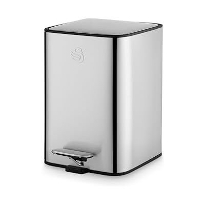Swan 5L Compact Pedal Waste Bin, Stainless Steel, SWKA4405SS Swan 5L Compact Pedal Waste Bin, Stainless Steel, SWKA4405SS