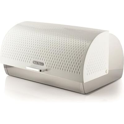 Swan Elegance Bread Bin with Textured Gloss Finish, Roll Top Design and Ventilation for Longer Freshness, 14L, White Swan Elegance Bread Bin with Textured Gloss Finish, Roll Top Design and Ventilation for Longer Freshness, 14L, White