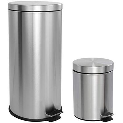 happimess HPM1000A Oscar 8-Gallon Step-Open Trash Can with Free Mini Trash Can, Fingerprint Resistant, Kitchen, Laundry Room, Office, Large: 7.9 Gallons, Small: 1.3 Gallons, Stainless Steel happimess HPM1000A Oscar 8-Gallon Step-Open Trash Can with Free Mini Trash Can, Fingerprint Resistant, Kitchen, Laundry Room, Office, Large: 7.9 Gallons, Small: 1.3 Gallons, Stainless Steel