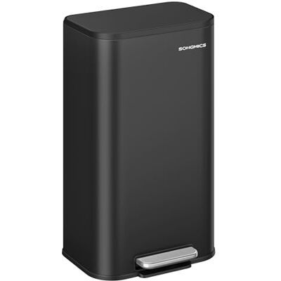 SONGMICS Kitchen Bin, 30 L Pedal Bin, Steel Trash Bin, Soft-Close Lid, Stays Open, Inner Bucket, Wide Non-Slip Pedal, Ink Black LTB546B01 SONGMICS Kitchen Bin, 30 L Pedal Bin, Steel Trash Bin, Soft-Close Lid, Stays Open, Inner Bucket, Wide Non-Slip Pedal, Ink Black LTB546B01