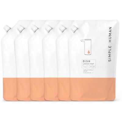 simplehuman 6 x 1L Pomelo Washing Up Liquid Dish Soap Biodegradable, Hypoallergenic, No Toxins, Parabens, DEAs or Phosphates, Formulated for Sensor Pump simplehuman 6 x 1L Pomelo Washing Up Liquid Dish Soap Biodegradable, Hypoallergenic, No Toxins, Parabens, DEAs or Phosphates, Formulated for Sensor Pump