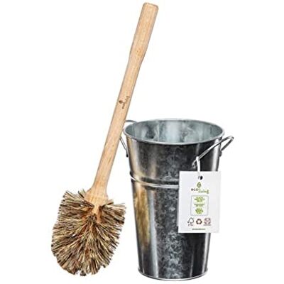 Eco Living ECOLIVING PLASTIC FREE TOILET BRUSH & METAL HOLDER SILVER PACK OF 1 Eco Living ECOLIVING PLASTIC FREE TOILET BRUSH & METAL HOLDER SILVER PACK OF 1