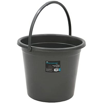 JVL 10 Litre Round Recycled Plastic Bucket, Grey JVL 10 Litre Round Recycled Plastic Bucket, Grey