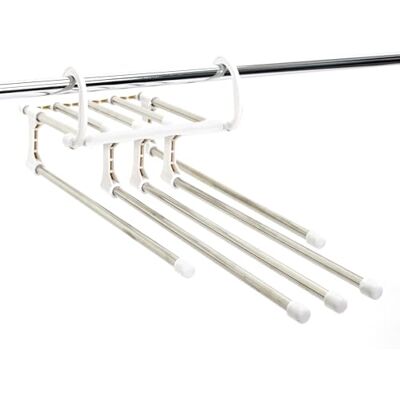JE CHERCHE UNE IDEE , RG6410, Trouser Hanger with Multiple Positions, Space-Saving, Multi-Positionable, Easy-Care Material, Compact Dimensions, Practical and Organized, White JE CHERCHE UNE IDEE , RG6410, Trouser Hanger with Multiple Positions, Space-Saving, Multi-Positionable, Easy-Care Material, Compact Dimensions, Practical and Organized, White