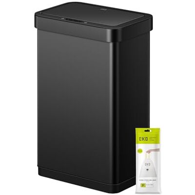 EKO Econova 50L Sensor Bin, Stainless Steel Automatic Kitchen Bin, Rectangular Electric Waste Bin with Soft-Close Lid, Fingerprint-Resistant, Matt Black EKO Econova 50L Sensor Bin, Stainless Steel Automatic Kitchen Bin, Rectangular Electric Waste Bin with Soft-Close Lid, Fingerprint-Resistant, Matt Black