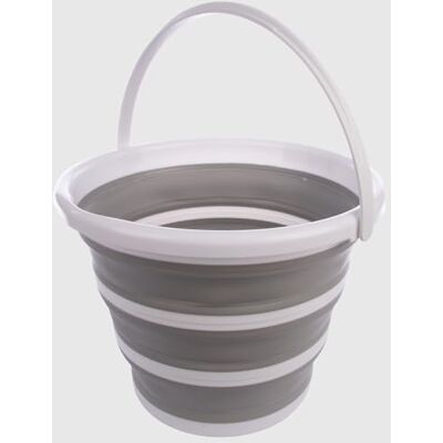 La Briantina Zero Space Folding Bucket 10L Space Saver with Handle and Eyelet White and Grey La Briantina Zero Space Folding Bucket 10L Space Saver with Handle and Eyelet White and Grey