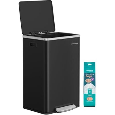 SONGMICS Kitchen Bin 13 Gallon (50 L), Waste Bin for Kitchen, Soft Close, Step-On Pedal, Stainless Steel, Inner Bucket, Matte Black LTB595B01 SONGMICS Kitchen Bin 13 Gallon (50 L), Waste Bin for Kitchen, Soft Close, Step-On Pedal, Stainless Steel, Inner Bucket, Matte Black LTB595B01