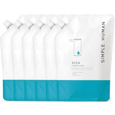 simplehuman 6 x 1L Fragrance Free Washing Up Liquid Dish Soap Biodegradable, Hypoallergenic, No Toxins, Parabens, DEAs or Phosphates, Formulated for Sensor Pump simplehuman 6 x 1L Fragrance Free Washing Up Liquid Dish Soap Biodegradable, Hypoallergenic, No Toxins, Parabens, DEAs or Phosphates, Formulated for Sensor Pump