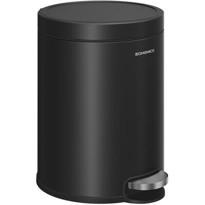 SONGMICS Bathroom Pedal Bin, 1.6 Gallon (6 L) Steel Toilet Bin with Soft-Close Lid, Inner Bucket, for Waste, Bedroom, Ink Black LTB016BZ02 SONGMICS Bathroom Pedal Bin, 1.6 Gallon (6 L) Steel Toilet Bin with Soft-Close Lid, Inner Bucket, for Waste, Bedroom, Ink Black LTB016BZ02