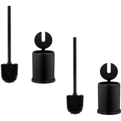 ToiletTree Products Toilet Brush with Lid Long Handle Toilet Bowl Brush and Holder Set Heavy-Weight Sturdy Base Deep Cleaning Bowl Scrubber Black 2 Pack ToiletTree Products Toilet Brush with Lid Long Handle Toilet Bowl Brush and Holder Set Heavy-Weight Sturdy Base Deep Cleaning Bowl Scrubber Black 2 Pack