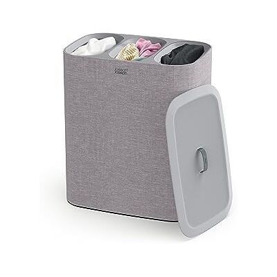 Joseph Joseph Tota Trio 90 litre laundry separation basket with lid, 3 removable washing bags with handles, grey Joseph Joseph Tota Trio 90 litre laundry separation basket with lid, 3 removable washing bags with handles, grey