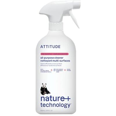 BIO SPECTRA ATTITUDE ATTITUDE All Purpose Cleaner Spray, EWG Verified, Vegan, Made with 94% Plant-Based Ingredients, Streak-Free for Kitchen, Bathroom, Glass & More, Pink Grapefruit Scent, 800 mL BIO SPECTRA ATTITUDE ATTITUDE All Purpose Cleaner Spray, EWG Verified, Vegan, Made with 94% Plant-Based Ingredients, Streak-Free for Kitchen, Bathroom, Glass & More, Pink Grapefruit Scent, 800 mL