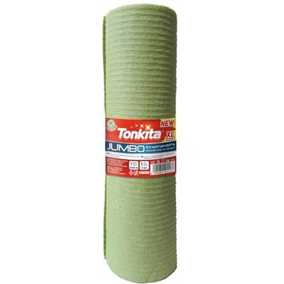 Tonkita Jumbo Roll Sponge Cloth Roll 12 Extra Large Cloths 25 x 24 cm, 100% Biodegradable and Compostable, Super Absorbent and Easy to Wring for All Surfaces Tonkita Jumbo Roll Sponge Cloth Roll 12 Extra Large Cloths 25 x 24 cm, 100% Biodegradable and Compostable, Super Absorbent and Easy to Wring for All Surfaces
