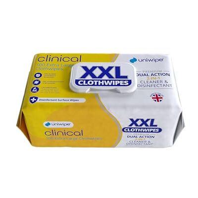 Uniwipe Clinical Sanitising Wipes, 38 cm x 25 cm, Pack of 100 Uniwipe Clinical Sanitising Wipes, 38 cm x 25 cm, Pack of 100