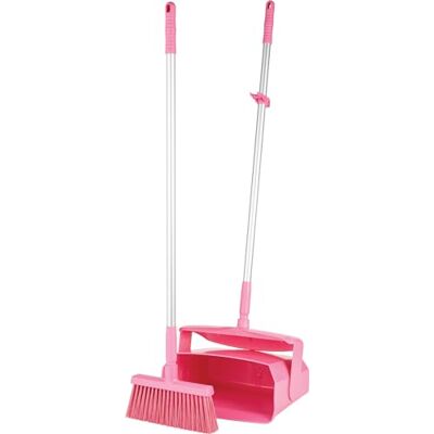 Remco 62501 Lobby Dustpan with Broom, Polypropylene/Polyester/Aluminum, 7" X 14" Bin, 37" Handle, Pink Remco 62501 Lobby Dustpan with Broom, Polypropylene/Polyester/Aluminum, 7" X 14" Bin, 37" Handle, Pink