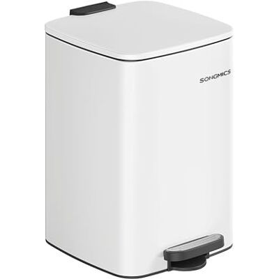 SONGMICS Steel Pedal Bin, 5.2-Gallon (20 L) Trash Bin with Inner Bucket, Soft Close and Stays Open, Cloud White LTB592W02 SONGMICS Steel Pedal Bin, 5.2-Gallon (20 L) Trash Bin with Inner Bucket, Soft Close and Stays Open, Cloud White LTB592W02