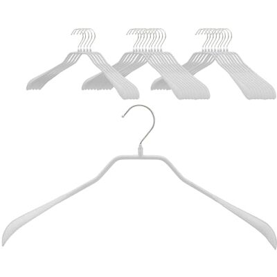 MAWA Coat hangers, 25 pieces, body-shaped metal hangers for jackets, coats, blazers and jackets, 360° rotating hook, anti-slip coating, 42 cm wide, white MAWA Coat hangers, 25 pieces, body-shaped metal hangers for jackets, coats, blazers and jackets, 360° rotating hook, anti-slip coating, 42 cm wide, white