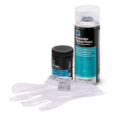 ERRECOM Cleaning Kit for Air Conditioners, includes Evaporator Cleaner PRO Air Conditioner Cleaner with Hard Bristle Dispenser Brush, A/C Tabs 40 Air Conditioner Tabs, long-lasting effect, Gloves ERRECOM Cleaning Kit for Air Conditioners, includes Evaporator Cleaner PRO Air Conditioner Cleaner with Hard Bristle Dispenser Brush, A/C Tabs 40 Air Conditioner Tabs, long-lasting effect, Gloves