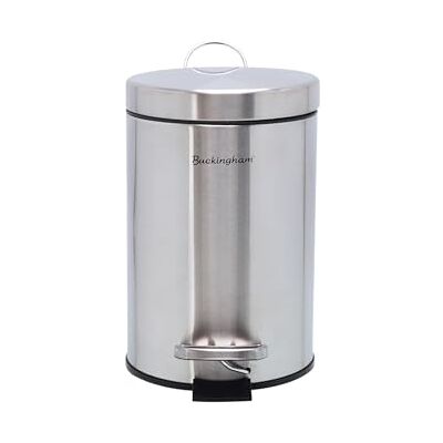 Buckingham Pedal Bin for Bathroom Kitchen Office Premium Stainless Steel Brushed Finish Waste Trash Bin with Removable Inner Bucket Soft Closing Mechanism (3 Litre) Buckingham Pedal Bin for Bathroom Kitchen Office Premium Stainless Steel Brushed Finish Waste Trash Bin with Removable Inner Bucket Soft Closing Mechanism (3 Litre)