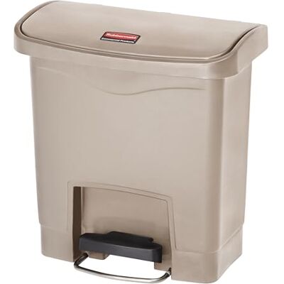 Rubbermaid Commercial Products Slim Jim Step-on Resin Front Step Waste Receptacle Bin 15 Litre Beige 1883455 Rubbermaid Commercial Products Slim Jim Step-on Resin Front Step Waste Receptacle Bin 15 Litre Beige 1883455